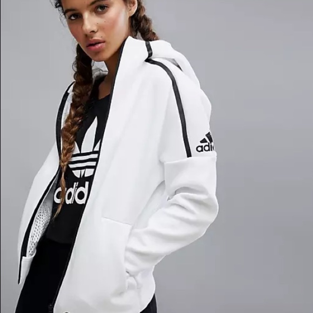 adidas ZNE White Full Zip Hoodie